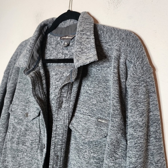 Eddie Bauer grey soft fleece long sleeve button down shirt. Men's size T2XL. - Picture 5 of 14